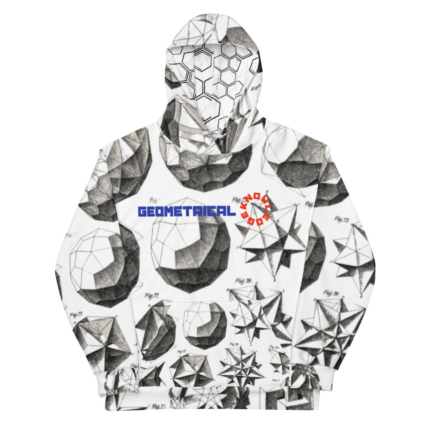 Geometrical Knowledge White Unisex Hoodie