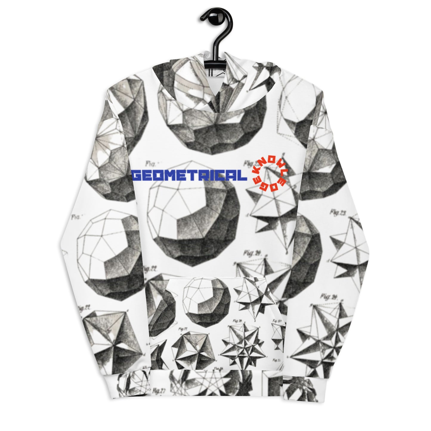 Geometrical Knowledge White Unisex Hoodie