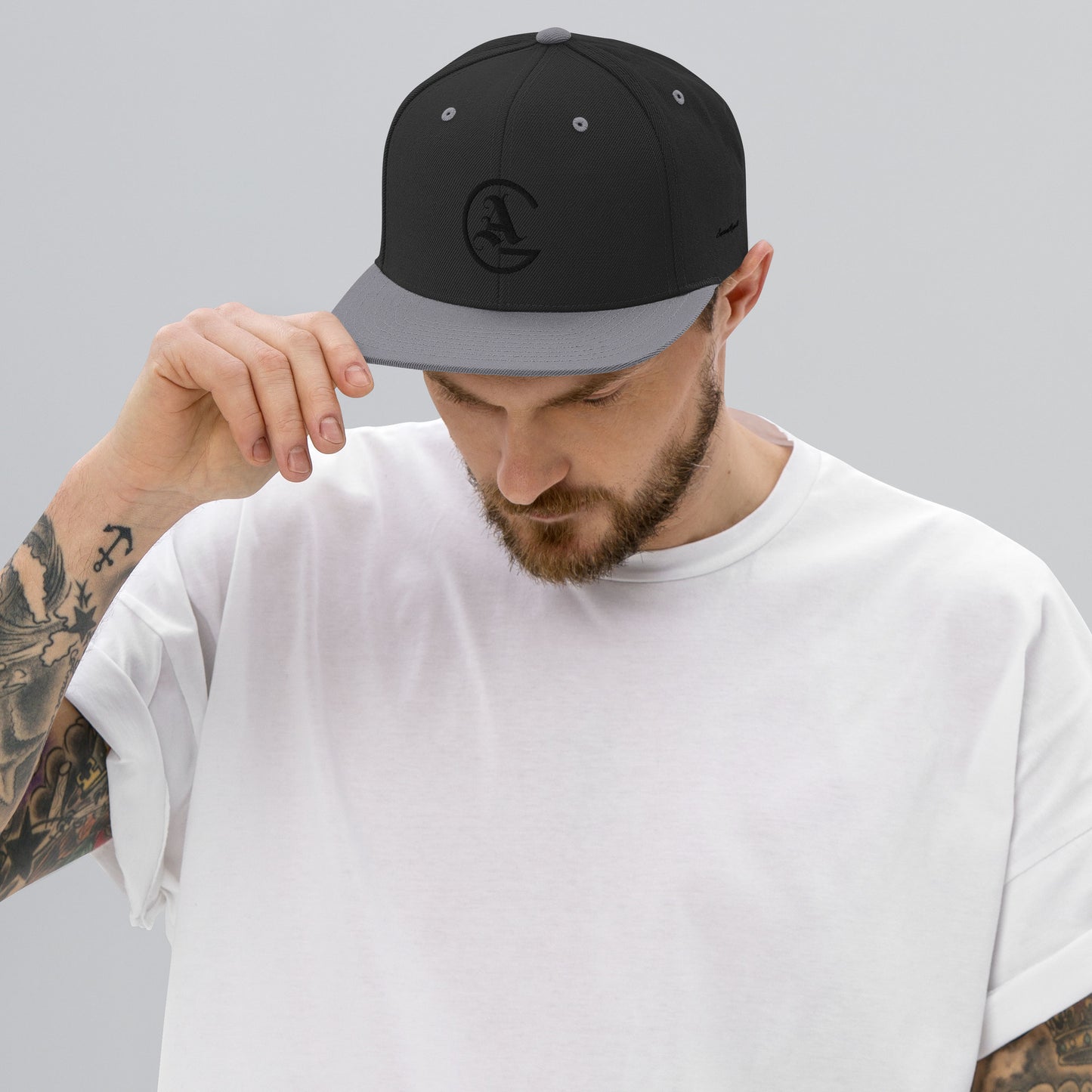 GA Black embroidered Snapback Hat