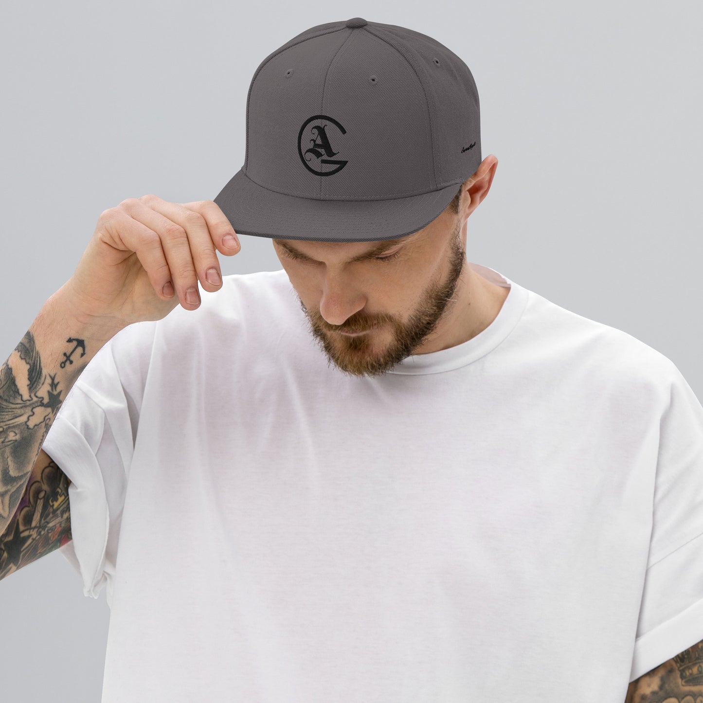 GA Black embroidered Snapback Hat