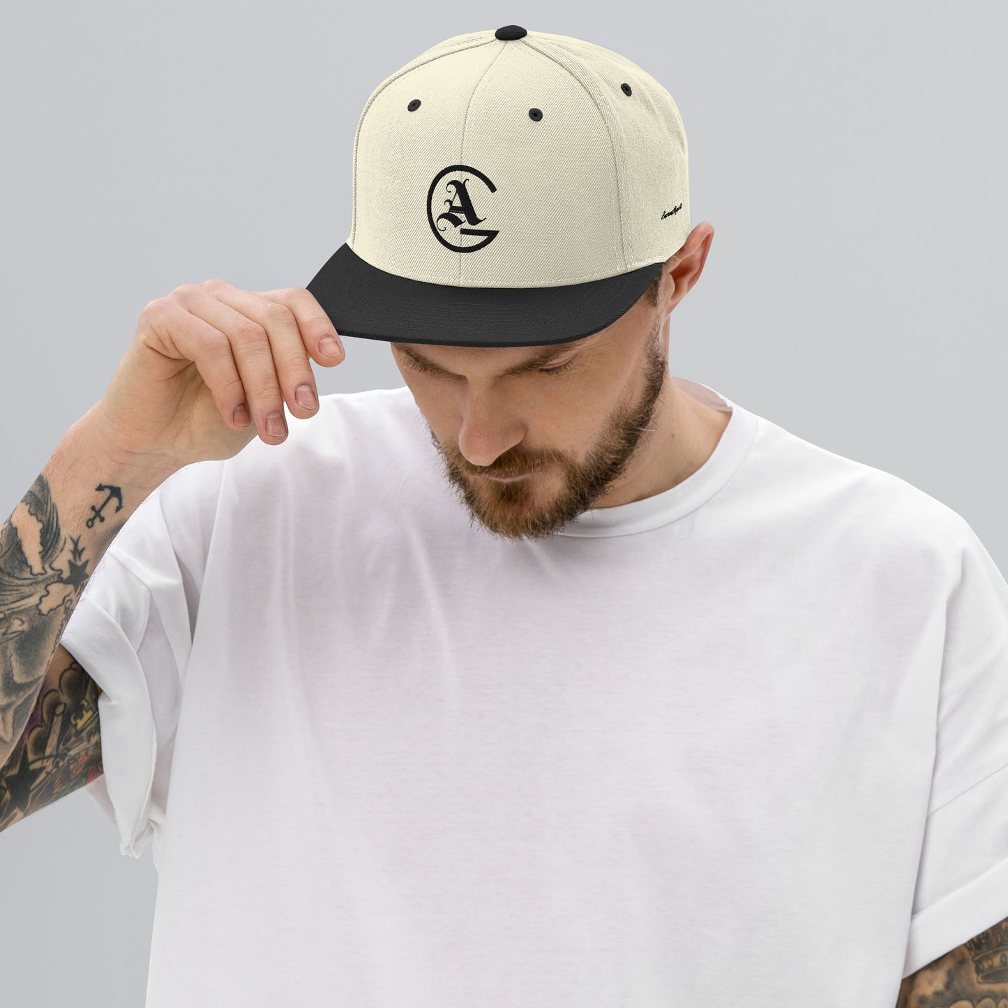 GA Black embroidered Snapback Hat