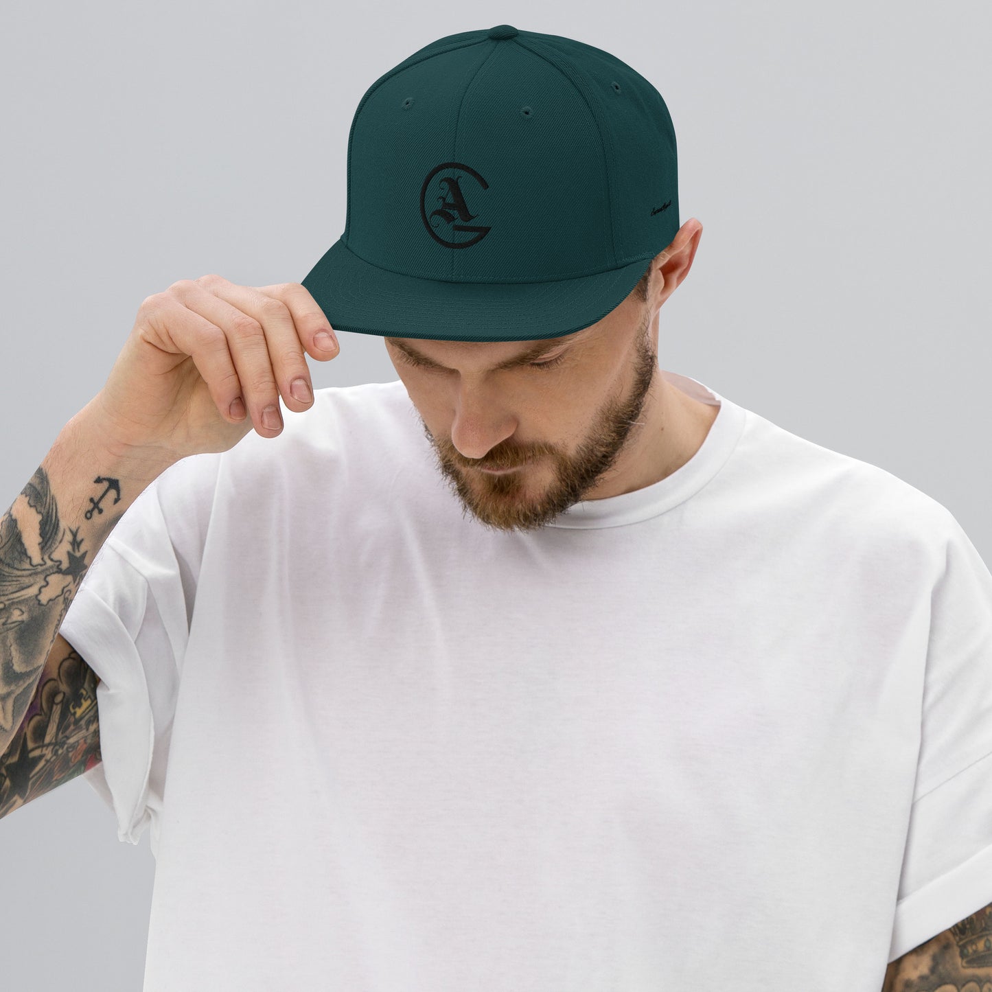 GA Black embroidered Snapback Hat