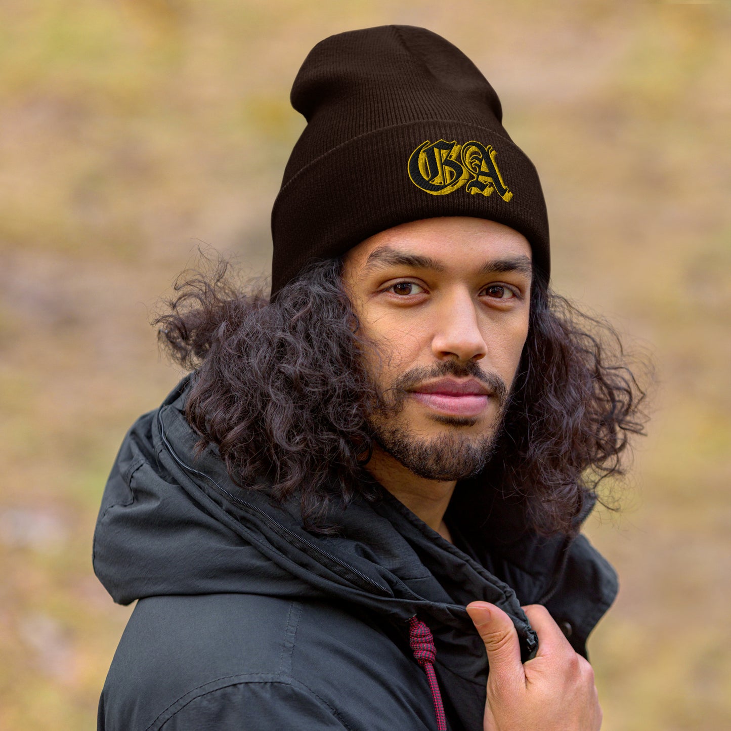 GA Brown Cuffed Beanie