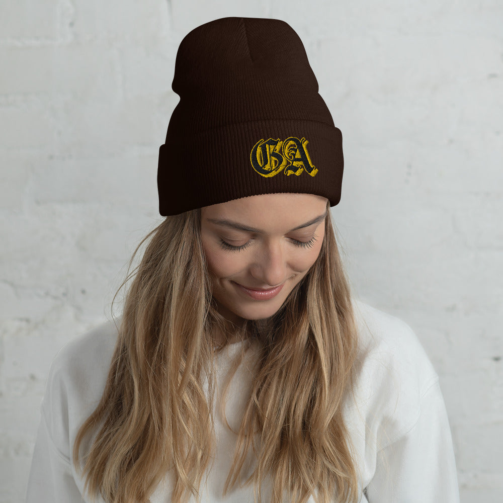 GA Brown Cuffed Beanie