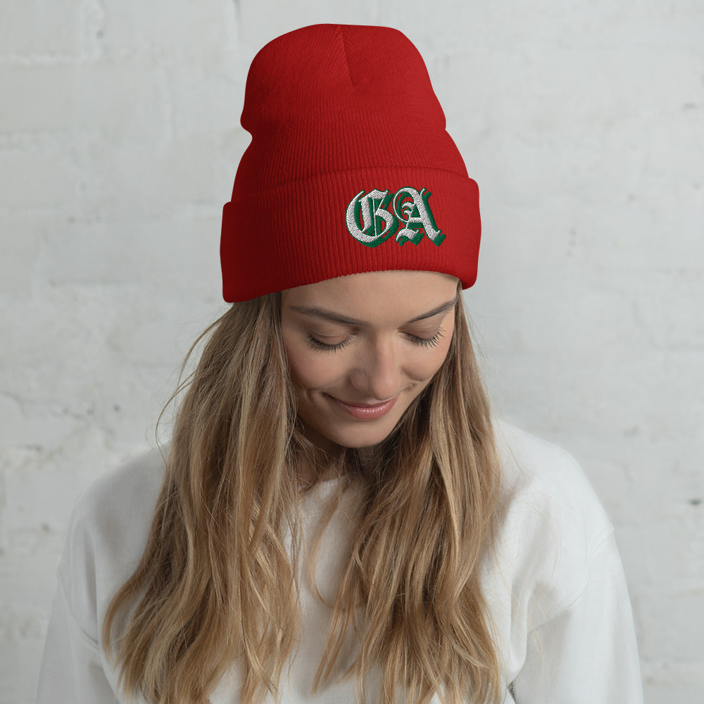 GA Red Cuffed Beanie