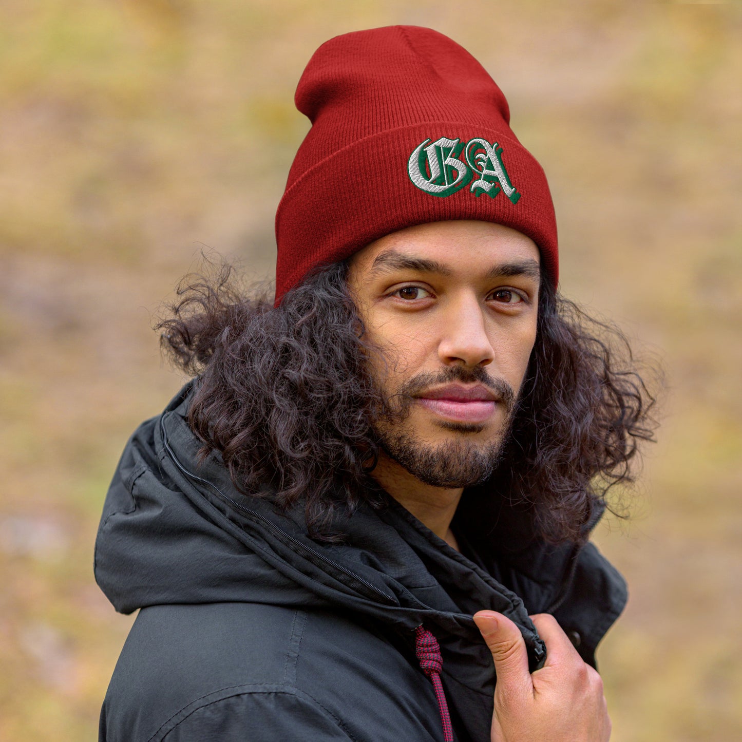 GA Red Cuffed Beanie