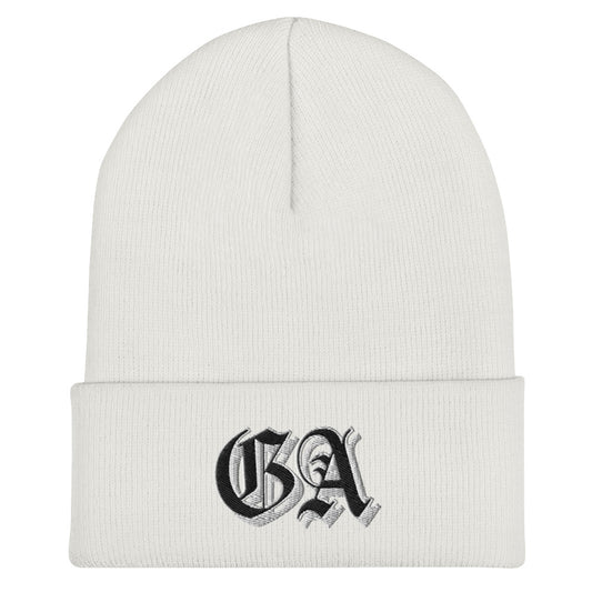 GA White Cuffed Beanie